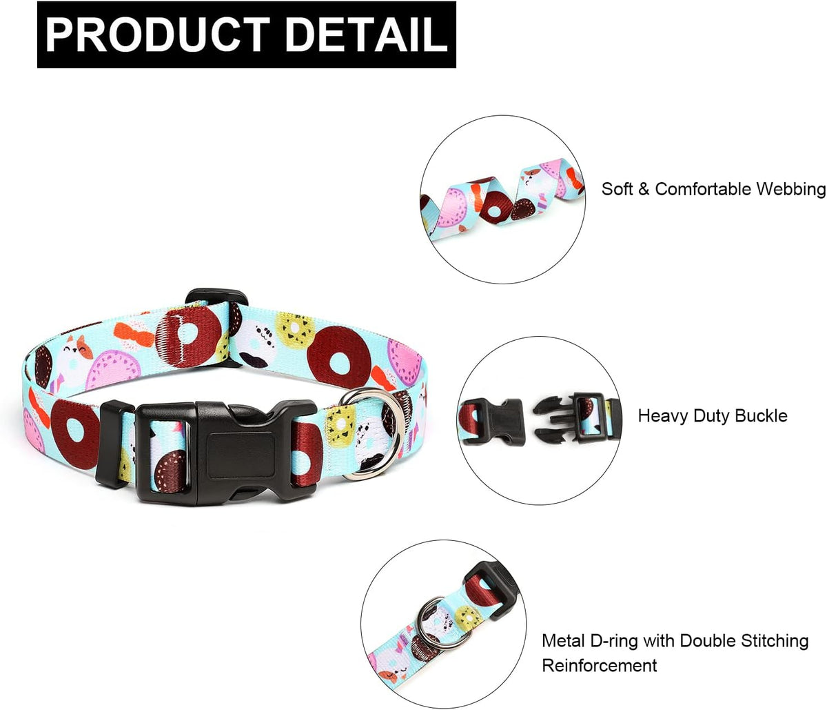 Mercano Adjustable Dog Collar - Special Design Patterns, Soft Nylon Comfortable Durable Pet Collar
