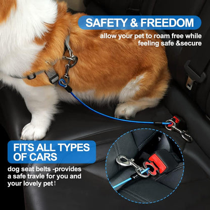 Dog Seat Belt Harness for Car,2pcs Dog Seatbelt of Coated Wire Leash Safety Restraint,No Chew