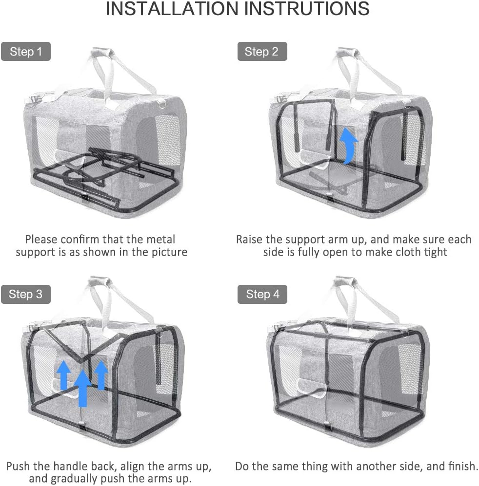 Extra Large Cat Carrier Soft Sided, Portable Small Dog Carrier for 2 Cats, 24"x16.5"x16" Car Travel