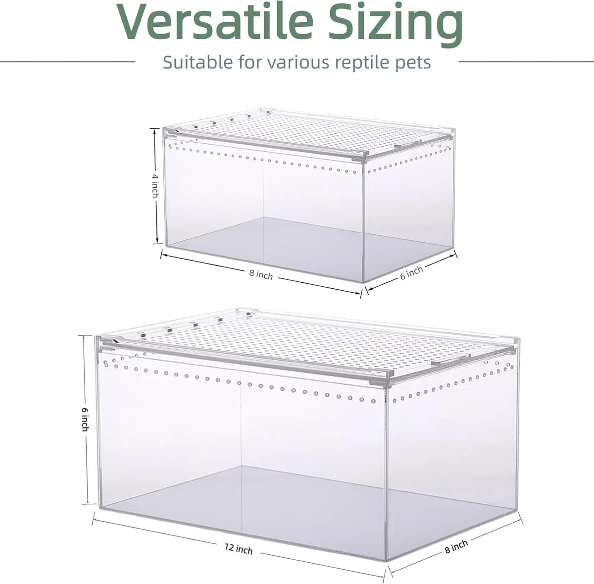 PC Reptile Terrarium, Leopard Gecko Tank, Jumping Spider Enclosure, Lizard Enclosure, Suitable for