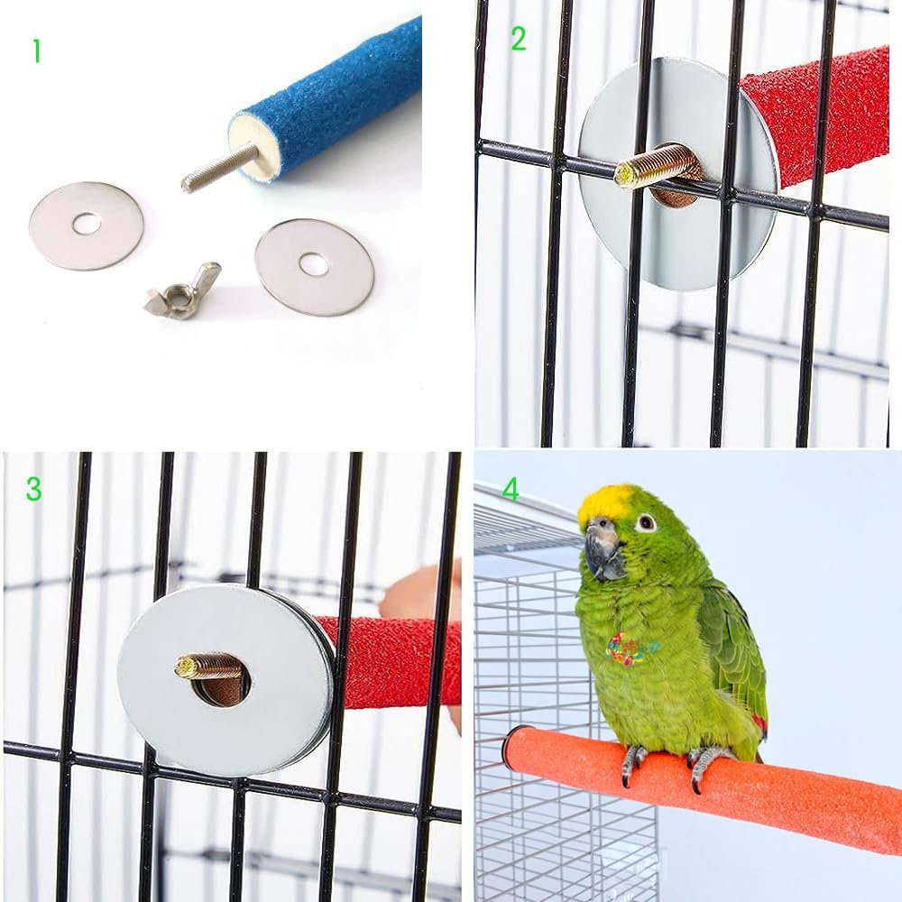 10 Pcs Parrot Perch Stand Bird Perch Stand Toy Colorful Paw Grinding Stick Cage Wooden Parakeet