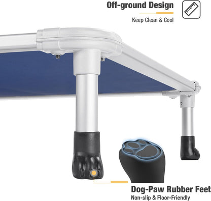 Veehoo Chew Proof Elevated Dog Bed - Cooling Raised Pet Cot - Silver Aluminum Frame and Durable