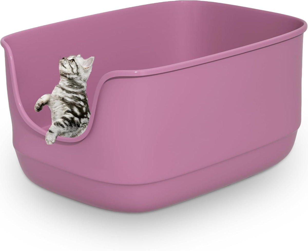 Gefryco Large Cat Litter Box with High Sided 24.6"x18.3"x12.2" - Jumbo Extra Large Open Anti