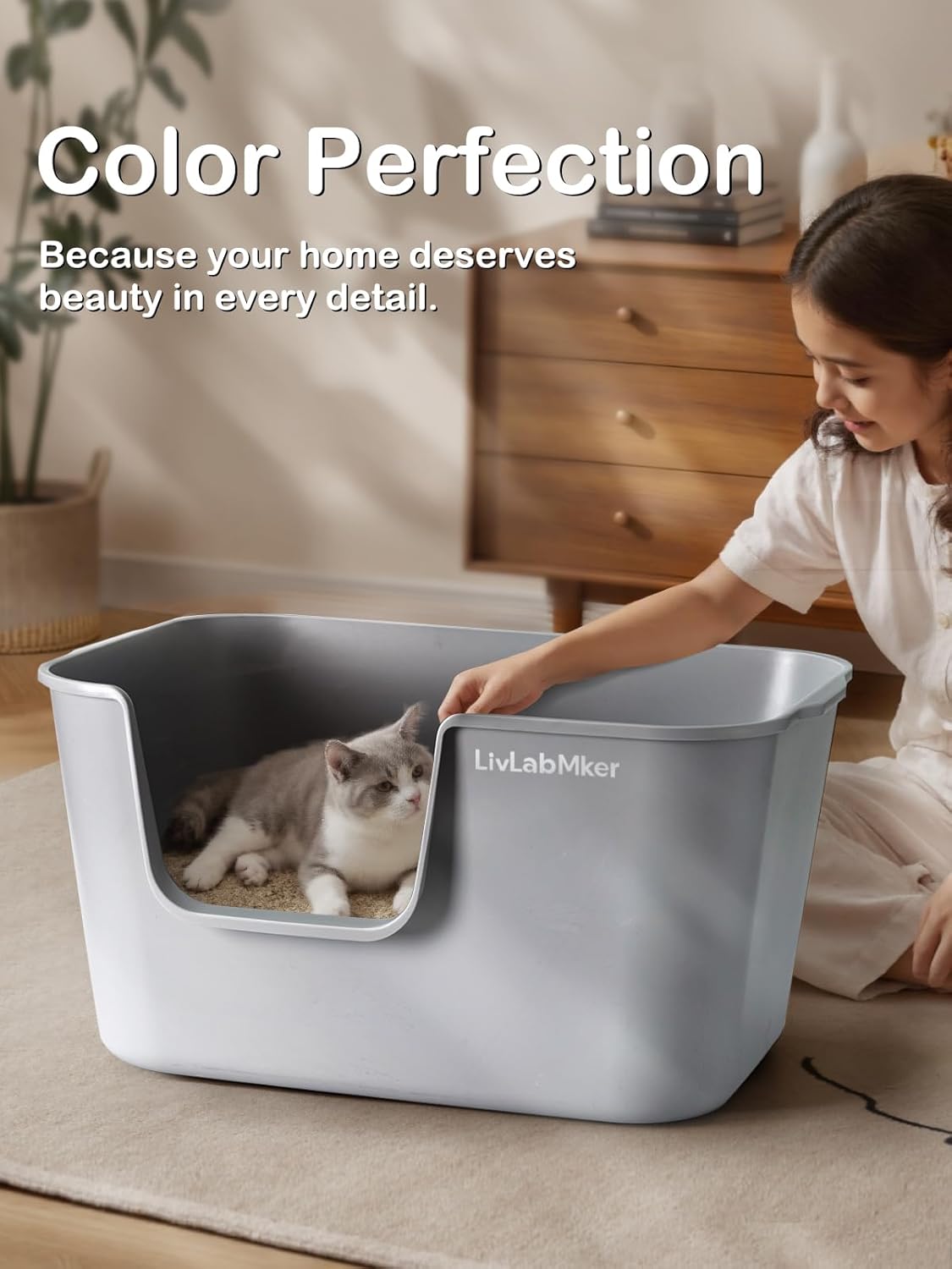Extra Large Cat Litter Box with High Sides - Splash-Proof Design for Big Cats & Multi-Cat Homes