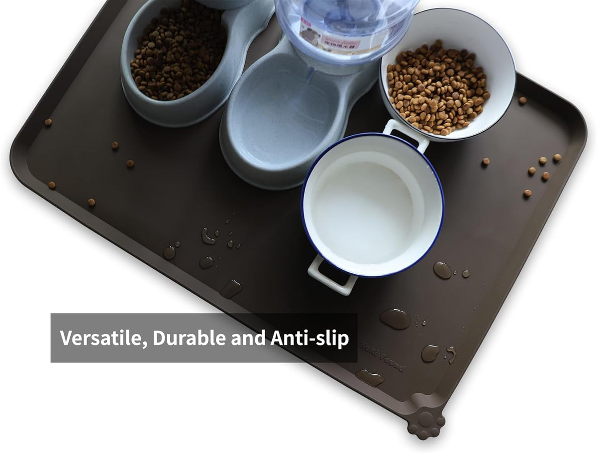 Hoki Found X-Large Silicone Pet Food Mat Tray - Non-Slip Dog and Cat Bowl Placemat - Waterproof