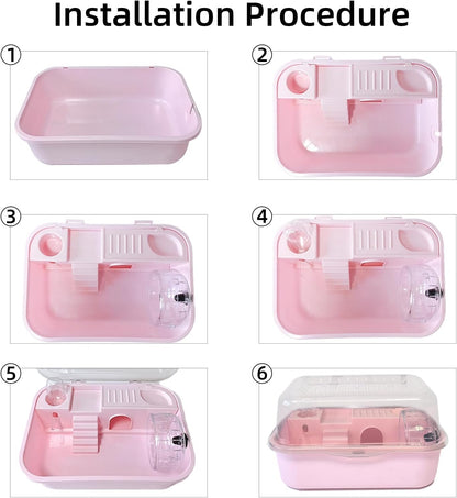 Hamiledyi Small Hamster Cage Clear Plastic Hamster Cage Portable Carrier with Water Bottle Exercise