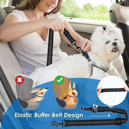 Lukovee Dog Seatbelt Leash for Cars, 2 Pack Pet Safety Car Seat Belt with Adjustable Buckle &