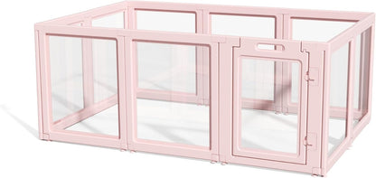 DIY Clear Acrylic Dog Playpen House,Quick Easy Assembly and Disassembly,Strong Floor Suction,Indoor
