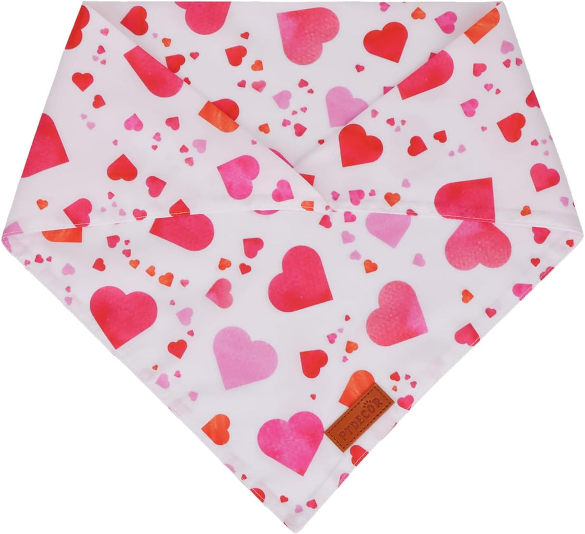 PTDECOR Valentine Dog Bandana, White Purple Love Heart Design Reversible Dog Scarf, Triangle