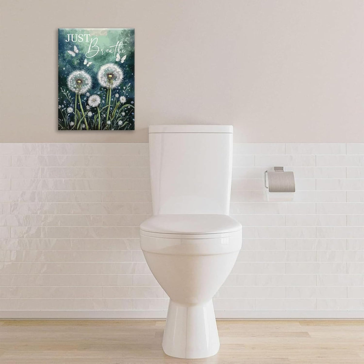 Dandelion Pictures Wall Art, Farmhouse Floral Bathroom Wall Decor, Rustic Nature Inspirational
