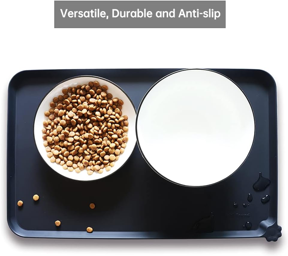 Hoki Found Silicone Pet Food Mats Tray - Non Slip Pet Bowl Mats Placemat - Dog Cat Feeding Mat