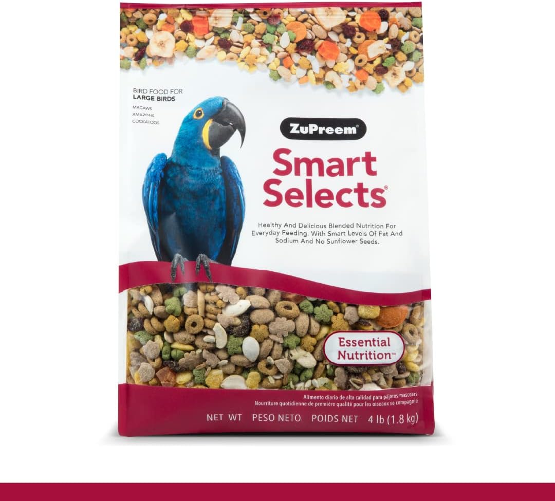 ZuPreem Smart Selects Bird Food, Daily Nutrition for Amazons, Cockatoos, and Macaws, Bird Feed