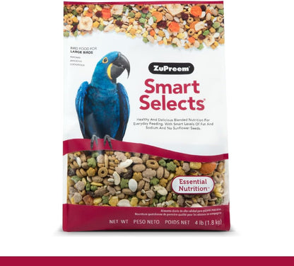 ZuPreem Smart Selects Bird Food, Daily Nutrition for Amazons, Cockatoos, and Macaws, Bird Feed