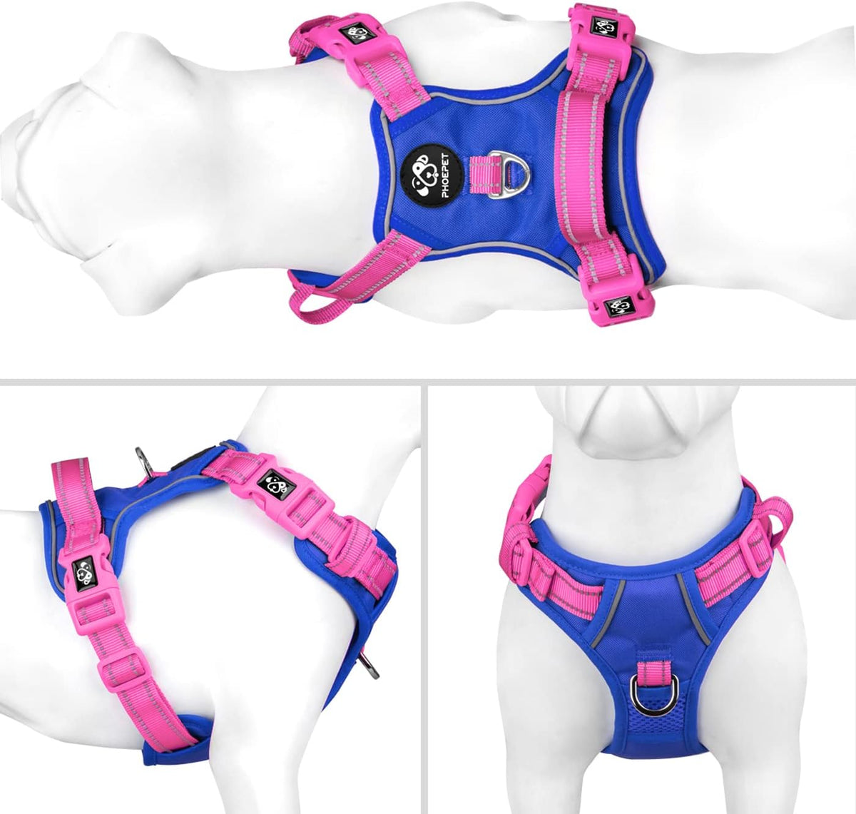 PHOEPET No Pull Dog Harness, Unique Colors Reflective Adjustable Dog Vest, with Soft Training