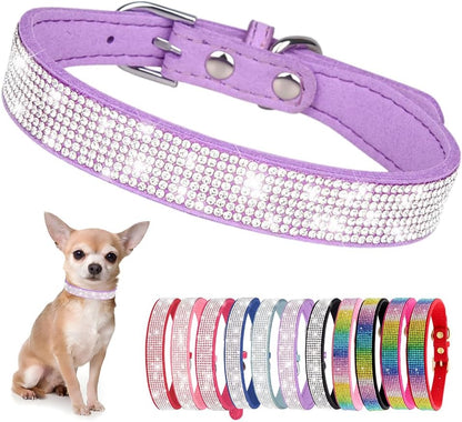 Rhinestone Dog Collar for Small Dogs, Bling Diamond Fancy Crystal Glitter Pretty Jewel Pet Puppy