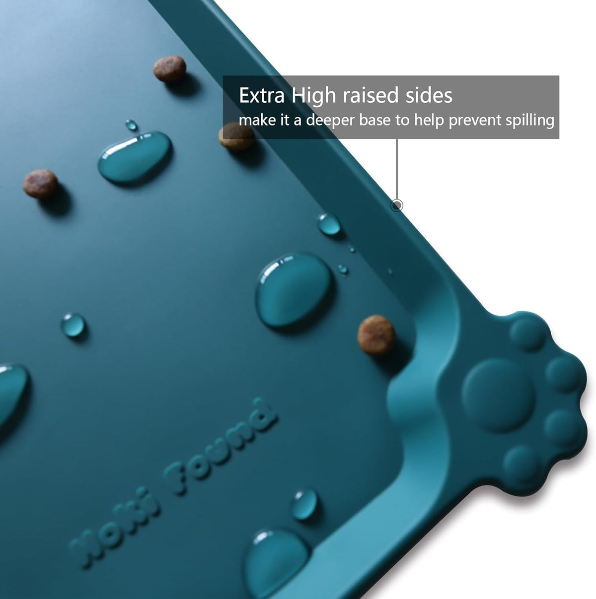 Hoki Found L Silicone Pet Food Mats - Non Slip Dog Cat Bowl Placemats - Waterproof Dog Cat Food