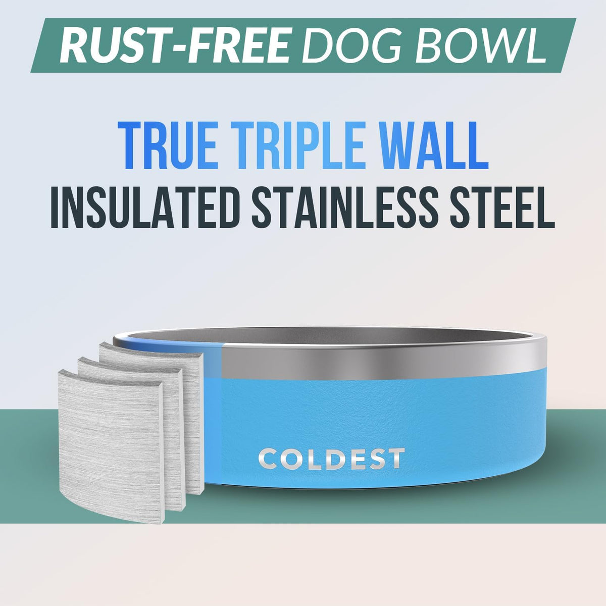 Coldest Dog Bowl - Anti Rust Metal, Non Slip, 3 Layers Insulated Stainless Steel Dog Bowls - Spill