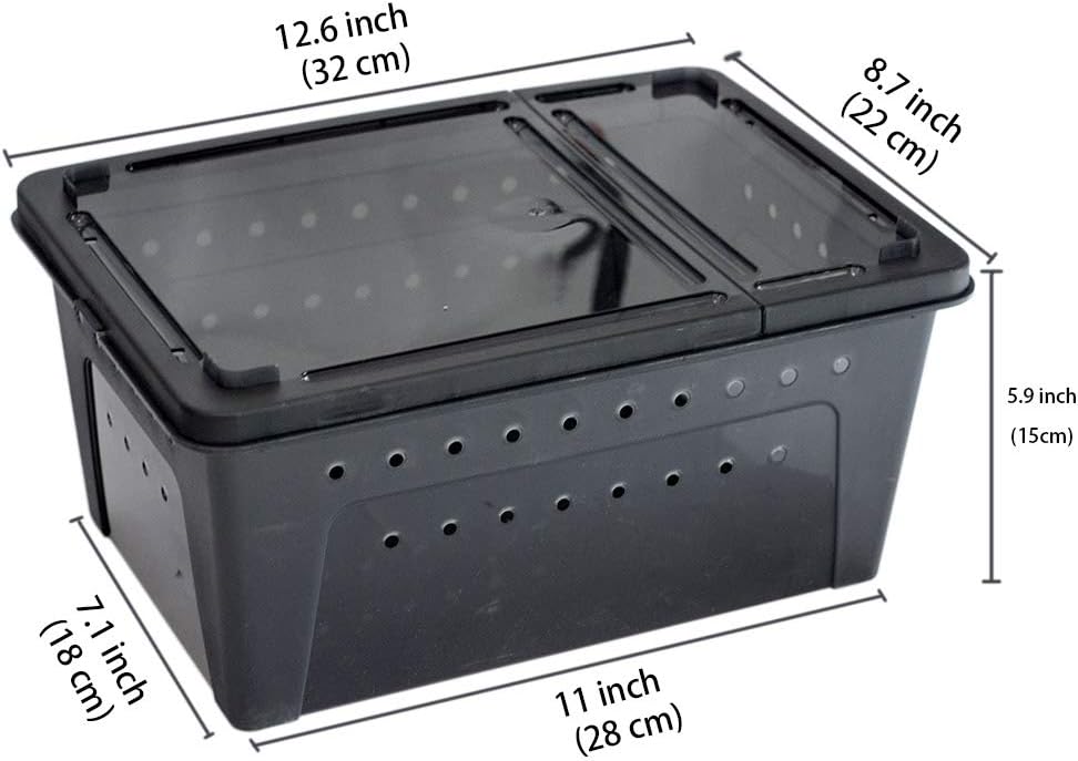 OMEM Portable Reptile Terrarium Habitat for Mini Pet Houses Breathable Holes Stackable Container