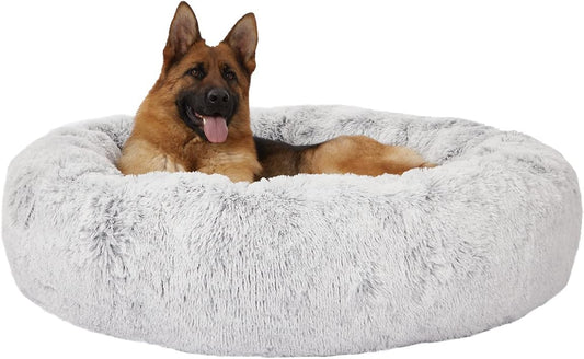 Bedfolks Calming Donut Extra Large Dog Bed, 45 Inches Round, Anti-Anxiety Plush, Washable with