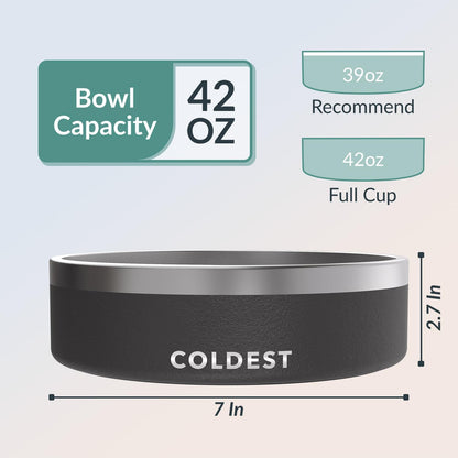 Coldest Dog Bowl - Anti Rust Metal, Non Slip, 3 Layers Insulated Stainless Steel Dog Bowls - Spill