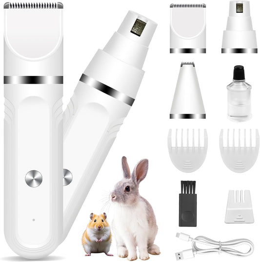 Guinea Pig & Rabbit Grooming Kit 2 in 1 – Cordless Hair Clipper & Nail Grinder for Small Animals