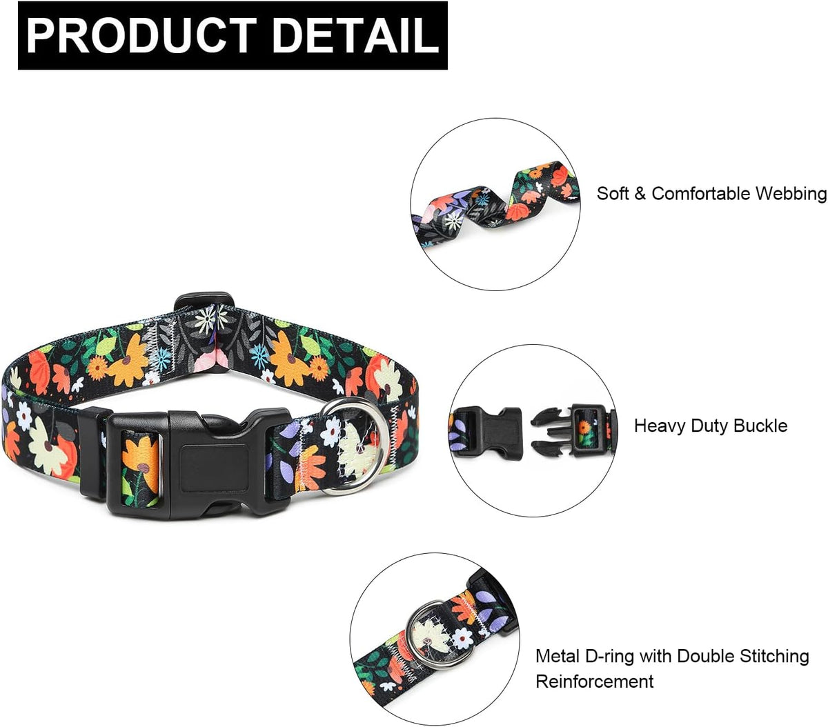 Mercano Adjustable Dog Collar - Special Design Patterns, Soft Nylon Comfortable Durable Pet Collar