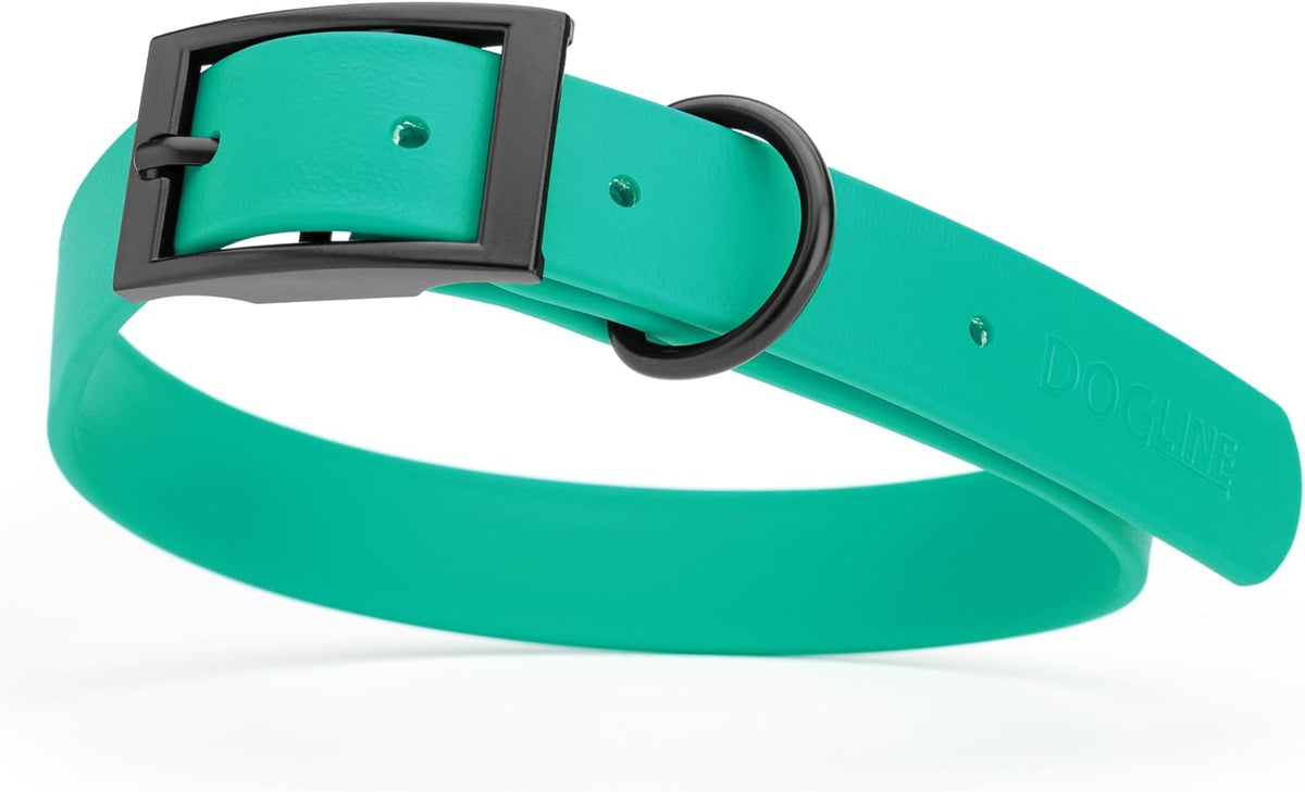 Dogline Biothane Waterproof Dog Collar Strong Coated Nylon Webbing with Black Hardware Odor- Proof