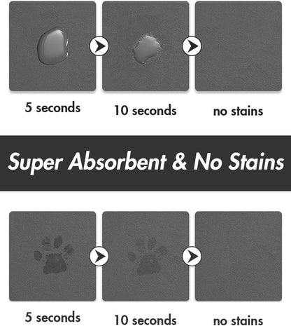 Absorbent Dog Mat for Food & Water Bowl - Quick Dry Pet Feeding Mat, No Stains, Ideal for Messy