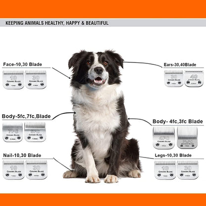 3pcs 7FC Blades Dog Grooming Replacement Blades Compatible with Andis Dog Clipper,Ceramic Blade &