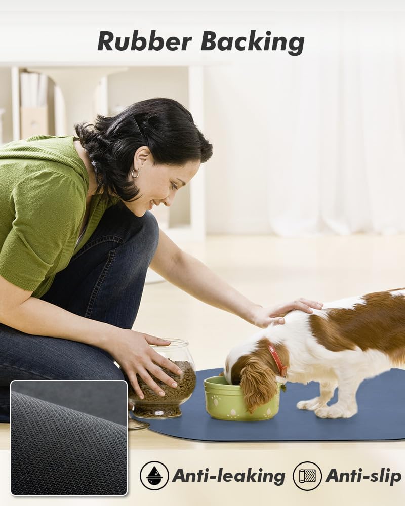 Absorbent Dog Food Mat-Dog Cat Mat for Food and Water Bowl, Quick Dry Pet Food Mat, No Stains Pet