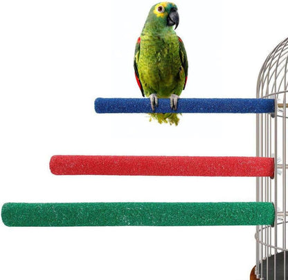 10 Pcs Parrot Perch Stand Bird Perch Stand Toy Colorful Paw Grinding Stick Cage Wooden Parakeet
