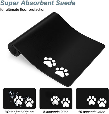 Rnivvi Dog Food Mat, 16" x 24" Footprint Absorbent Dog Cat Bowl Mat for Food and Water, Cute