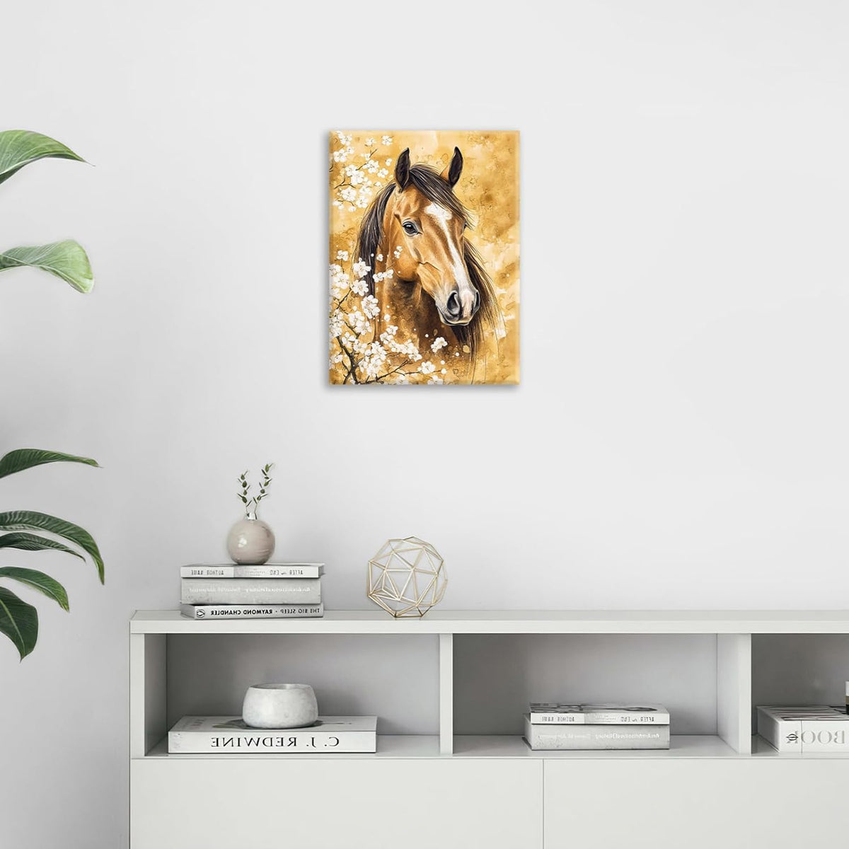 Horse Wall Art Canvas Rustic Horse Wall Decor Prints Framed Painting Farmhouse Flower Pictures