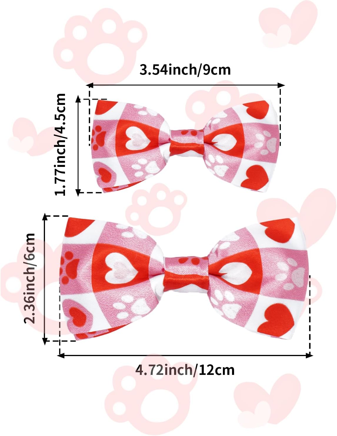 PET SHOW 10 Pack Paw Small Dog Bow Ties Sliding Collar Attachments Puppy Cats Bone Bowties for