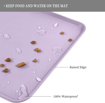 Waterproof Pet Feeding Mat with High Raised Edges, Heavier and Thicker Placemats for Cat Dog Water