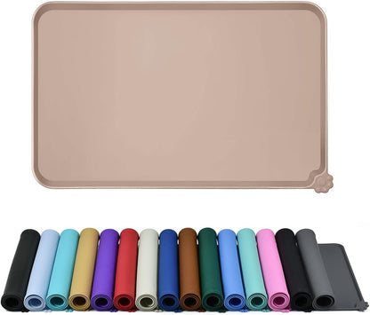 Waterproof Pet Feeding Mat with High Raised Edges, Heavier and Thicker Placemats for Cat Dog Water