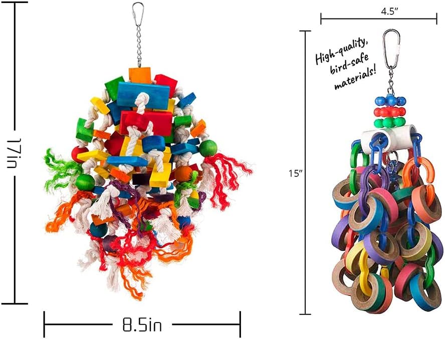 Rypet Bird Chewing Toy - Parrot Cage Bite Toys Wooden Block Bird Parrot Toys for Small and Medium