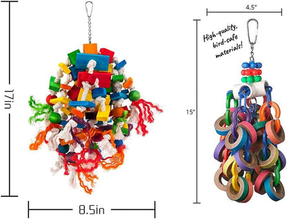 Rypet Bird Chewing Toy - Parrot Cage Bite Toys Wooden Block Bird Parrot Toys for Small and Medium