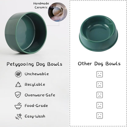 Petygooing Green Elevated/Raised Ceramic Dog Bowl for Medium and Large Breeds, Dog Food Water Dish