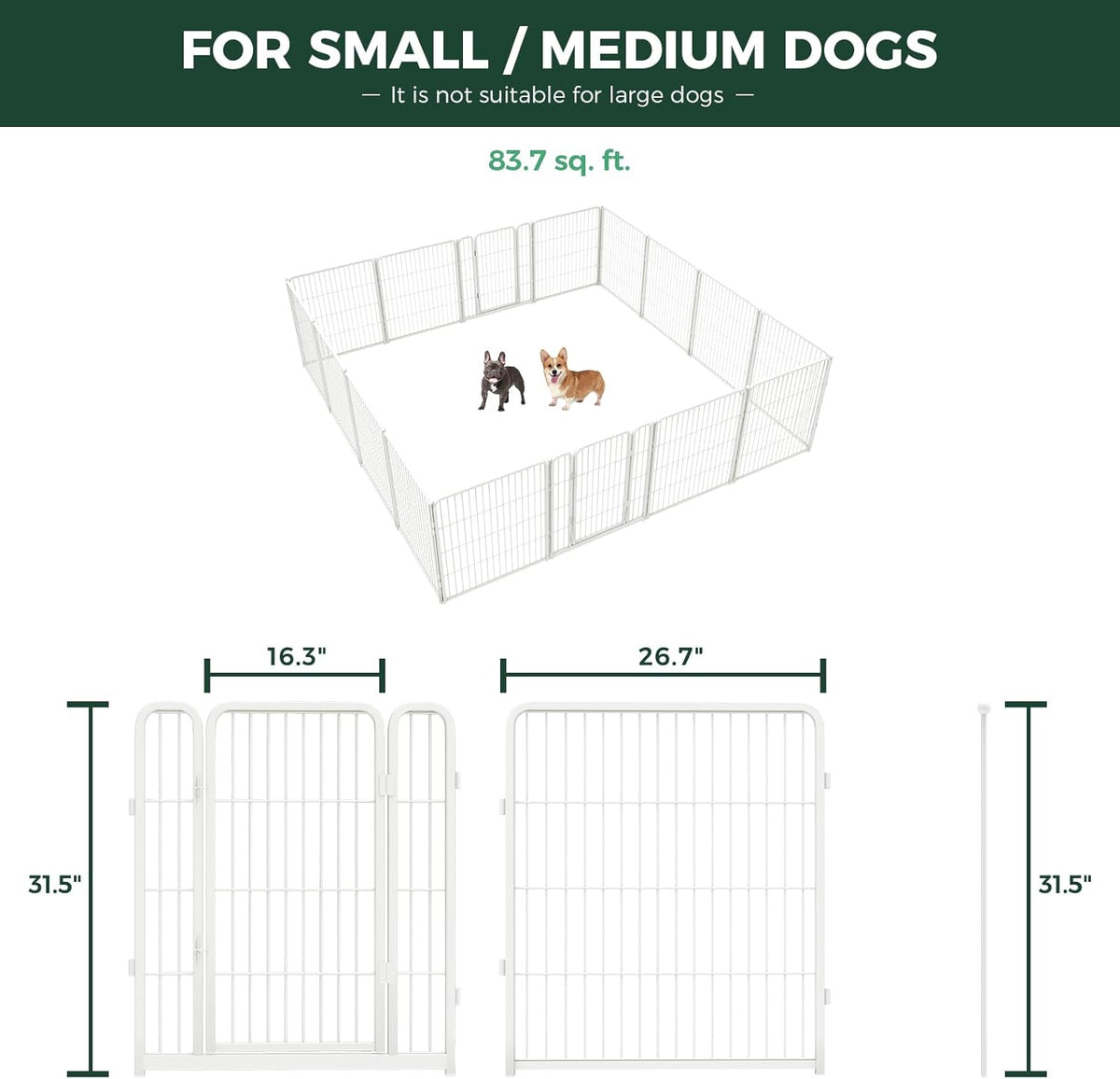 FXW Homeplus Unleashed Indoor Dog Playpen - Stress-Free and Safe Play, Heavy Duty 32 Inch 16 Wire