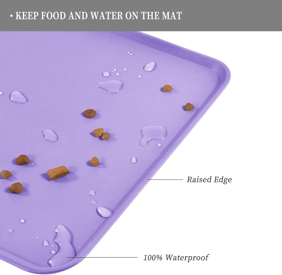 Waterproof Pet Feeding Mat with High Raised Edges, Heavier and Thicker Placemats for Cat Dog Water