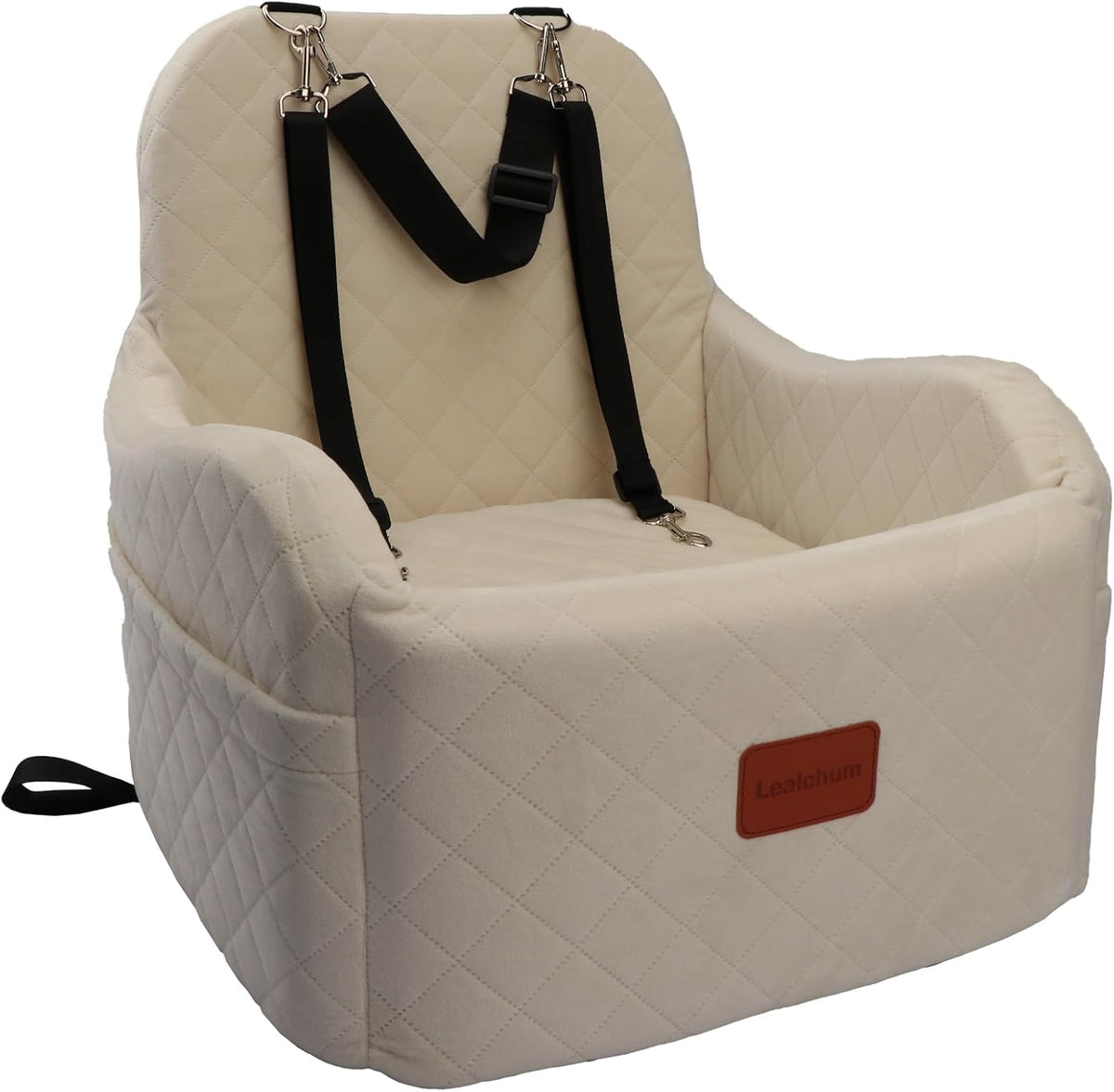 Dog Booster Car Seat,Ultra Soft Fabric & Filling Memory Foam,Elevated Cushion,3 Straps & Safety