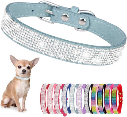 Rhinestone Dog Collar for Small Dogs, Bling Diamond Fancy Crystal Glitter Pretty Jewel Pet Puppy