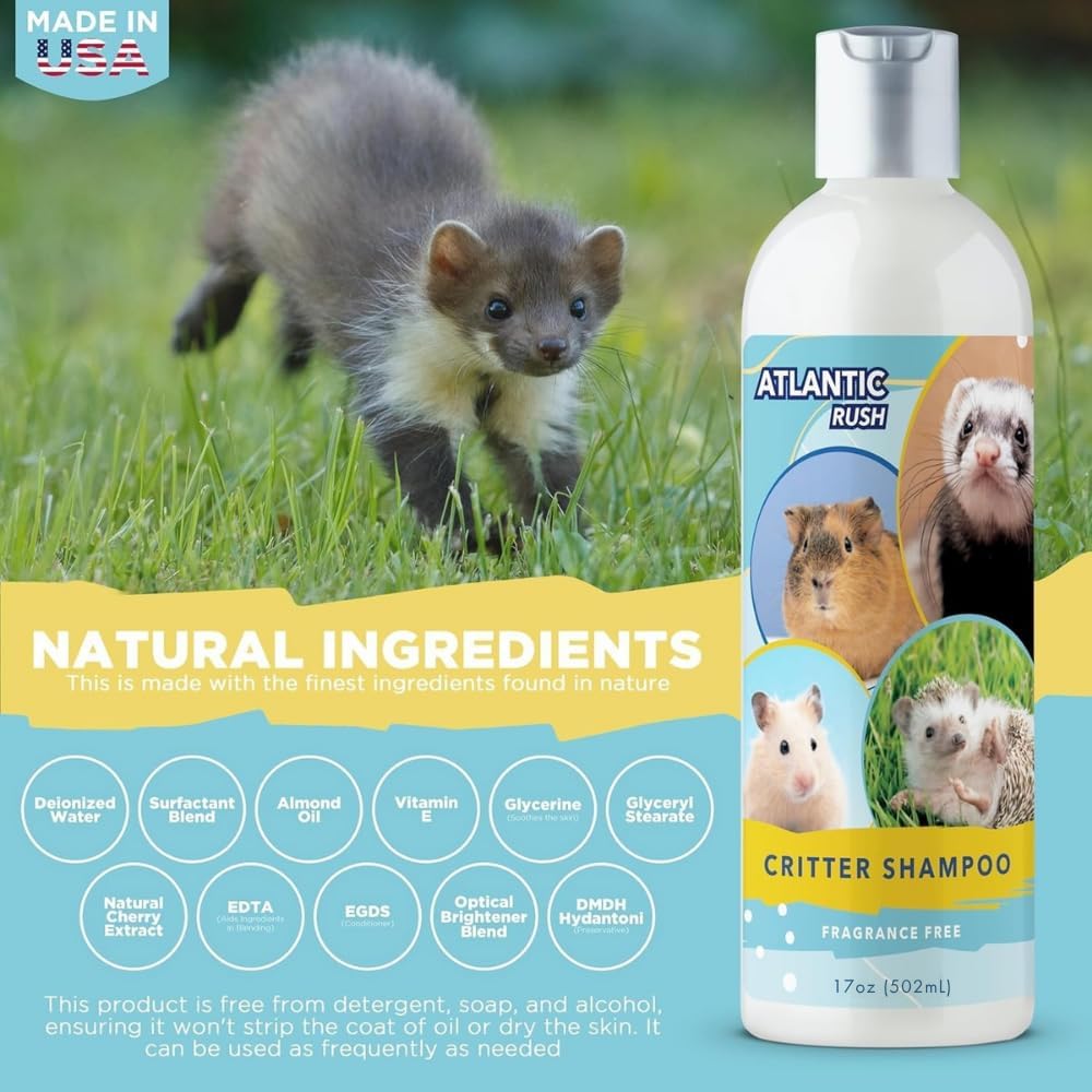 Critter Shampoo for Small Pets - 17 oz Small Animal Fragrance & Detergent Free Shampoo - Sensitive