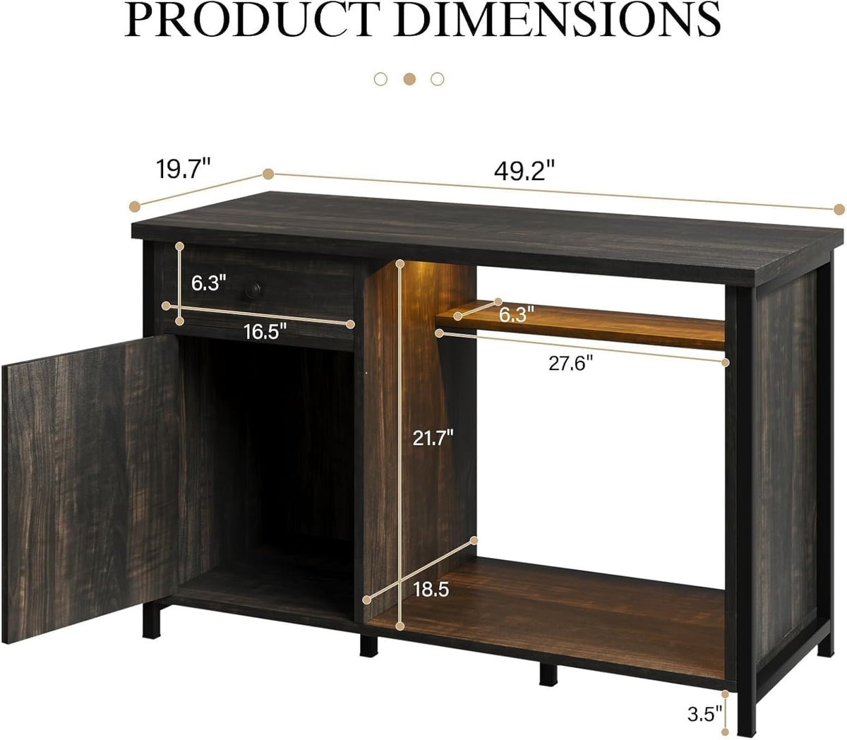 4ever2buy 55 Gallon Fish Tank Stand with LED Light & Power Outlets, 55-75 Gallon Aquarium Stand