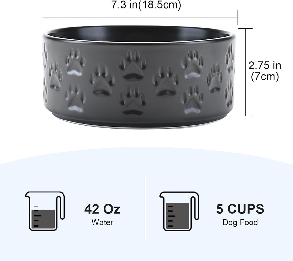 SPUNKYJUNKY Ceramic Dog Bowls 2 Pack, 7.3'' Dog Food Water Double Feeding Bowls Non-Slip for Medium