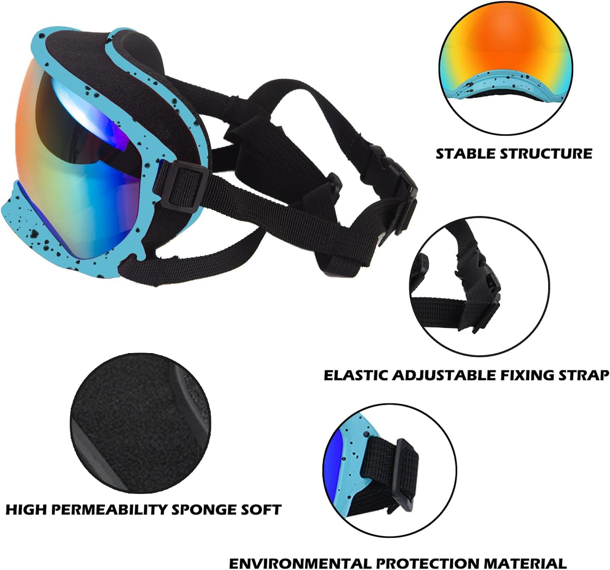 Medium Dog Sunglasses with Adjustable Strap UV Protection, Winproof Dog Puppy Sunglasses, Suitable