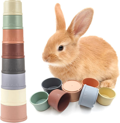 8 Pcs Stacking Cups for Small Animal Toys,Nesting Rabbit Toys of Different Sizes,Safe Plastic