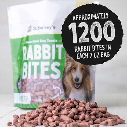 Dr. Harvey's Rabbit Bites Freeze-Dried Raw Dog Treats, Single Ingredient, All-Natural Rabbit Meat