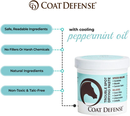 COAT DEFENSE Trouble Spot Drying Paste for Horses - Natural Equine Wound Care That Provides Safe &